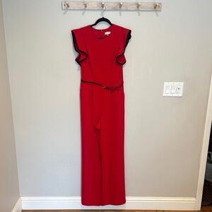 Calvin Klein Red Jumpsuit with Black Accents